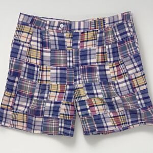 Vintage Berle Tailored 40 Patchwork Madras Shorts USA Pleated Preppy Ivy‎